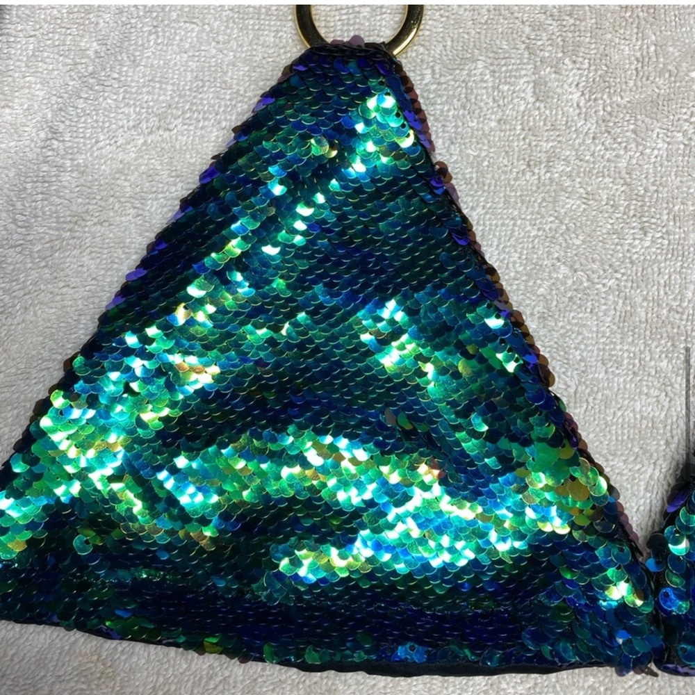 Beach Bunny Siren Song Triangle Sequin Top View 5